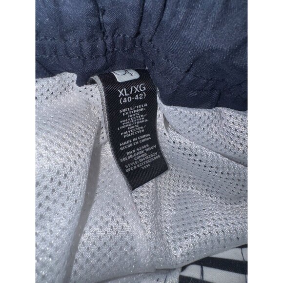 Op Mens XL Striped Swim Trunks Red/Black/White Polyester Mesh Liner Elastic Wais - Picture 2 of 6